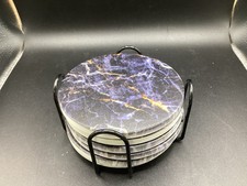 Posavasos absorbentes para bebidas, juego de 6 posavasos de cerámica con mármol negro, corcho segunda mano  Embacar hacia Mexico