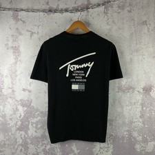 Camiseta Jeans Vintage Tommy Hilfiger Masculina Grande Logotipo Londres EUA Preta Tamanho G, usado comprar usado  Enviando para Brazil