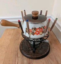 Conjunto de fondue vintage de porcelana esmaltada padrão floral floral com 8 palitos comprar usado  Enviando para Brazil