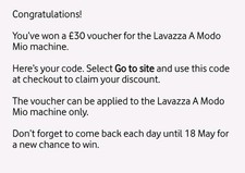 Voucher lavazza modo for sale  ELLESMERE PORT