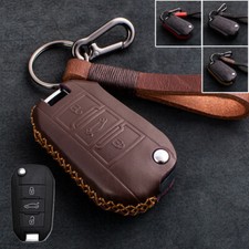 Usado, Capa de couro genuíno chave de carro para Peugeot Vauxhall Corssland Citroen Opel comprar usado  Enviando para Brazil