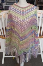 PONCHO/MAIÔ DE VERÃO DE MALHA DE CROCHÊ FEITO À MÃO COBERTURA multicolorido tamanho único NOVO comprar usado  Enviando para Brazil