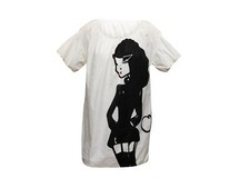 Usado, Mini túnica Moschino branca e preta estampada barata e chique tamanho EUA 6 comprar usado  Enviando para Brazil