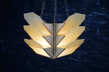 Lindo pingente de luz de teto antigo Art Deco ouro e creme vidro sombra comprar usado  Enviando para Brazil