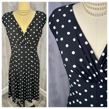 Vestido de jersey stretch LAUREN RALPH LAUREN exclusivo preto com bolinhas 16/XL comprar usado  Enviando para Brazil