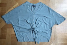 Camisa Primark viscose verde sálvia sem costura manga curta madrepérola nó nova comprar usado  Enviando para Brazil