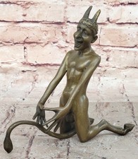 Hecho a Mano Firmado Original Obra de Arte Sátiro Little Devil Genuino Bronce comprar usado  Enviando para Brazil