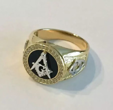 Anillo Masónico Masónico Personalizado Moissanita Real Corte Redondo 0.5Ct Chapado en Oro Amarillo 14K segunda mano  Embacar hacia Argentina