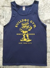 Usado, Camisa sem mangas Bulldog Gym New York City azul marinho/antigo dourada musculação comprar usado  Enviando para Brazil