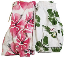 Usado, Bermuda de natação Hollister masculina M 32 floral cargo board Y2K vintage rosa verde 2 comprar usado  Enviando para Brazil