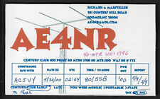 Cartão QSL "AE4NR,Richard A. Marsteller,Century Club Early,Antena",NC(Q4804) comprar usado  Enviando para Brazil