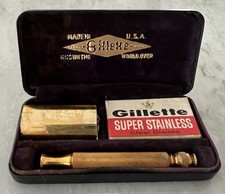 Barbeador de Barbear Gillette Vintage Tom Dourado com Estojo Fabricado Nos EUA comprar usado  Enviando para Brazil
