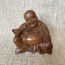 Wooden smiling buddha for sale  GRANTHAM