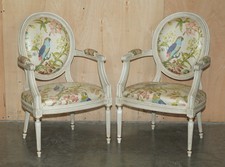 PAR DE POLTRONAS VINTAGE ESTILO FRANCÊS LOUIS XVIII FAUTEUILS ESTOFAMENTO PAPAGAIO comprar usado  Enviando para Brazil