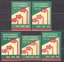 POLAND 1959 Matchbox Label Z#149 set, The increase in production, fiberboard. na sprzedaż  PL