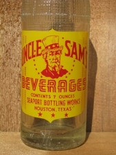 Garrafa de refrigerante UNCLE SAM'S - Seaport Bottling Works - Houston, Texas - 1948 Escassa comprar usado  Enviando para Brazil
