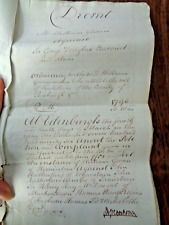 1796 handwritten document for sale  NORTHWICH