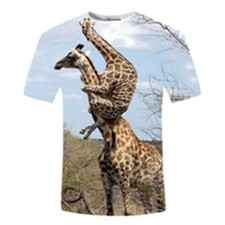 Nova Camiseta Feminina Masculina Girafa Casal Estampa Engraçada Casual 3D Manga Curta Tops Camiseta comprar usado  Enviando para Brazil