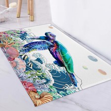 Tapete de área azul oceano concha tartaruga marinha tapete de brincar sala de estar piso tapete de praia comprar usado  Enviando para Brazil
