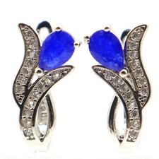 Brincos femininos de prata de casamento de safira azul real aniversário CZ comprar usado  Enviando para Brazil