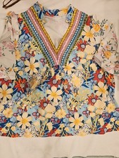 Camisa Boutique Feminina Manga Curta Floral Decote V com Acabamento Romântico Boho Tamanho 2XL comprar usado  Enviando para Brazil
