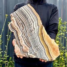 5,2 funta Duża naturalna opaska zebra kalcyt polerowana płyta kryształ reiki leczenie na sprzedaż  Wysyłka do Poland