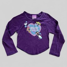 Camisa Power Puff feminina vintage Y2K coração roxo brilho desenho animado rede infantil 5T/6, usado comprar usado  Enviando para Brazil
