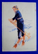 Cartolina sciatore donna usato  Italia