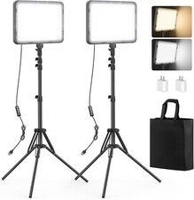 Pacote com 2 luzes de vídeo LED XK-P150 com suporte para tripé 63"" foto regulável 2500-8500K, usado comprar usado  Enviando para Brazil