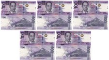 Filipinas 5 peças х 100 assinaturas Piso 2024 UNC P W232A Marcos & Remolona Jr. comprar usado  Enviando para Brazil