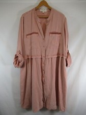 Vestido Camisa Anthropologie Pano e Pedra Plus Size 2X Rosa Rolo Aba Manga Bolso comprar usado  Enviando para Brazil