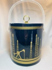 Balde de gelo vintage OIL RIG DESIGN POR CERA ouro preto 8” T cabo transparente em excelente estado usado raro comprar usado  Enviando para Brazil