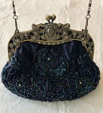 Bolsa de mão vintage azul frisada noite coquetel bolsa de ombro embreagem, usado comprar usado  Enviando para Brazil