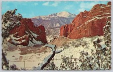 Cartão postal vintage Pikes Peak Colorado Garden of the Gods Snow comprar usado  Enviando para Brazil