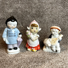 Lote vintage de 3 estatuetas de porcelana guarda-chuva menino e 2 crianças feitas no Japão comprar usado  Enviando para Brazil