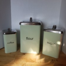 Usado, Vasilhas de metal esmaltado tampas cromadas verde perfeito píer vintage 1 quadrado importado comprar usado  Enviando para Brazil