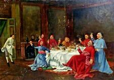 BANQUET DE PRÉLATS. SIGNÉ. PEINTURE A L'HUILE SUR TOILE. ESPAGNE. 1898 comprar usado  Enviando para Brazil