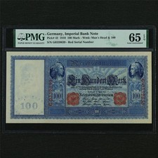 1910 Alemanha Nota de Banco Imperial 100 Mark Pick #42 PMG 65 EPQ Gem UNC comprar usado  Enviando para Brazil