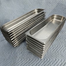 Lote de 6 panelas de mesa a vapor de hotel de meio tamanho longas 21 x 6,25 x 2,5" comprar usado  Enviando para Brazil