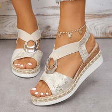 Sandálias femininas slingback casuais ortopédicas anabela sapatos de caminhada verão comprar usado  Enviando para Brazil