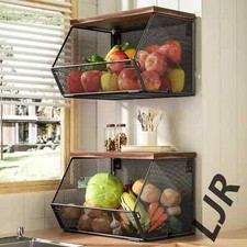 Usado, Cesta de frutas empilhável para economia de espaço de bancada de cozinha, malha montada na parede comprar usado  Enviando para Brazil