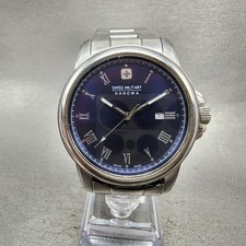 Relógio militar suíço masculino 39 mm mostrador azul tom prata data redonda Hanowa nova bateria, usado comprar usado  Enviando para Brazil