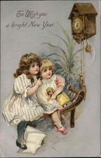 Relógio cuco de ano novo para meninas c1900-20s cartão postal antigo comprar usado Relógio cuco de ano novo para meninas c1900-20s cartão postal antigo comprar usado  Enviando para Brazil