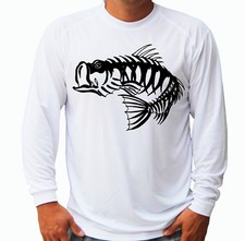 Camiseta Bass Fish Bones esqueleto manga longa UPF 30 barco de pesca proteção UV comprar usado  Enviando para Brazil