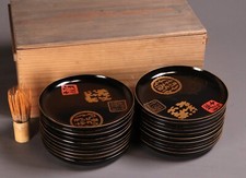 Placa de madeira laca japonesa 6,54 polegadas conjunto de 20 selos de ouro era Maki-e Meiji comprar usado  Enviando para Brazil