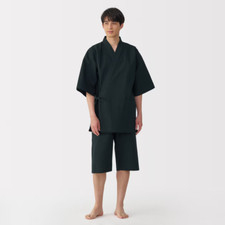 MUJI Masculino 100% Algodão Orgânico Tradicional Japonês Jinbei Preto Profundo FedEx comprar usado  Enviando para Brazil