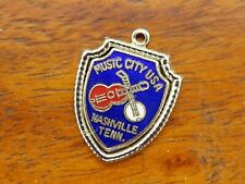Usado, Berloque vintage prata MUSIC CITY EUA NASHVILLE TENNESSEE GUITAR SHIELD 3-16 comprar usado  Enviando para Brazil