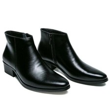 Botas de tornozelo masculinas Chelsea casuais couro macio com zíper salto pontudo sapatos, usado comprar usado  Enviando para Brazil