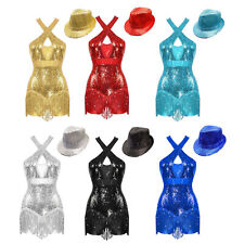 Usado, Roupa de dança feminina roupa metálica conjunto cha-cha collant rumba vestido brilhante macio comprar usado  Enviando para Brazil