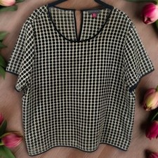 Blusa feminina Vince Camuto preta e dourada bolinhas gola redonda tamanho XL comprar usado  Enviando para Brazil